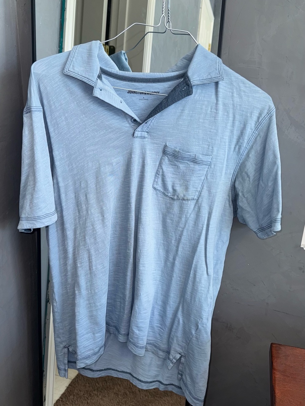 Johnston & Murphy Light Blue Polo with Chest Pocket